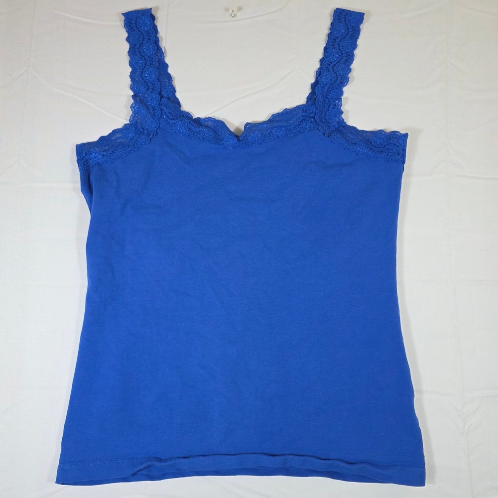 Great Northwest Clothing Co Royal Blue Lace Trim Camisole Tank Top Womens Large